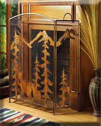 Rustic Forest Fireplace Screen