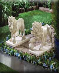 REGAL LION STATUE DUO