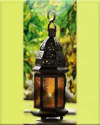 YELLOW GLASS MOROCCAN STYLE LANTERN