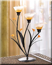 Amber Lilies Tealight Holder